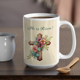 Påsk "Han är riserad" Blommigten Kor Kaffemugg