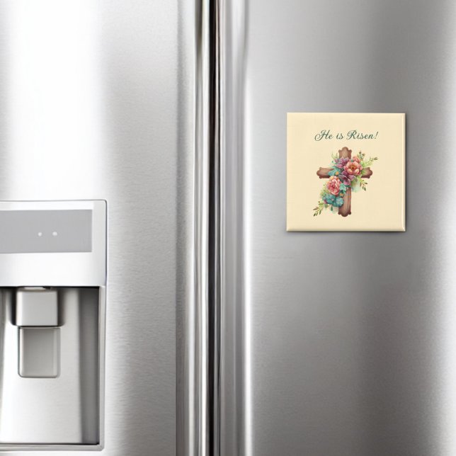 Påsk "Han är riserad" Blommigten Kor Magnet (Skapare uppladdad)