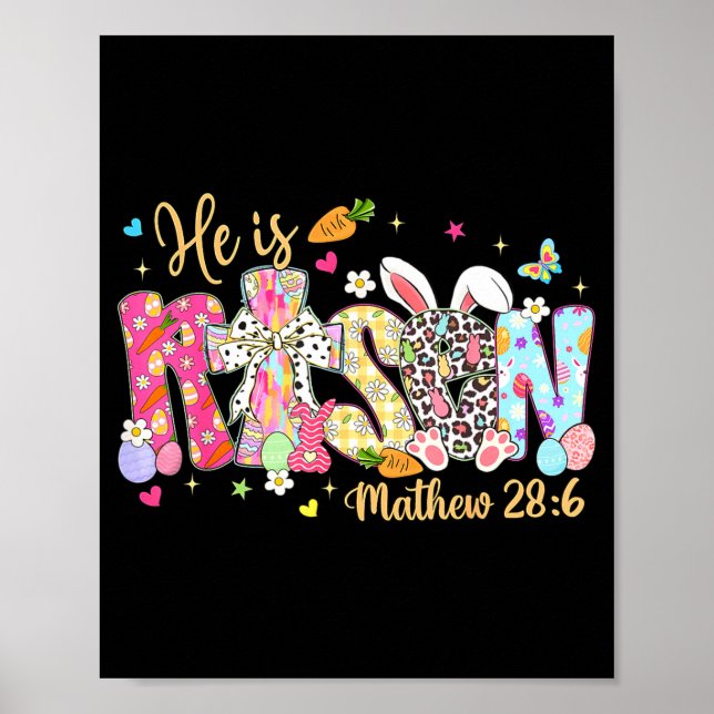 Påsk han är uppstånden Jesus kristna kvinnor barn  Poster (Framsidan)