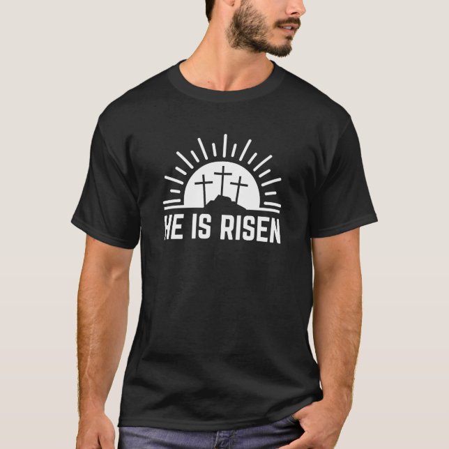 Påsk Han Är Uppstånden Kristna T Shirt (Framsida)