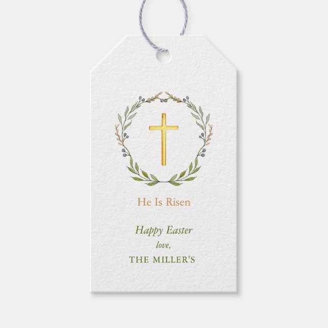 Påsk har stigit, Faux Guld Kor Gift Märkre Presentetikett (Framsidan)