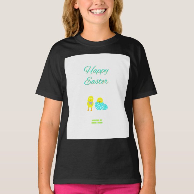Påsk Hatchlings Girls Black Basic T Shirt (Framsida)