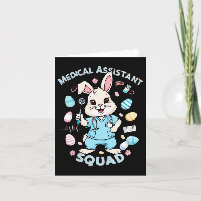 Påsk Healthcare Medical Istant Squad Bunny Kort (Framsida)