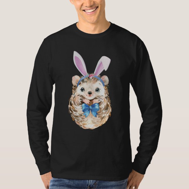 Påsk Hedgehog Bunny Öron Hedgehog Bow T Shirt (Framsida)