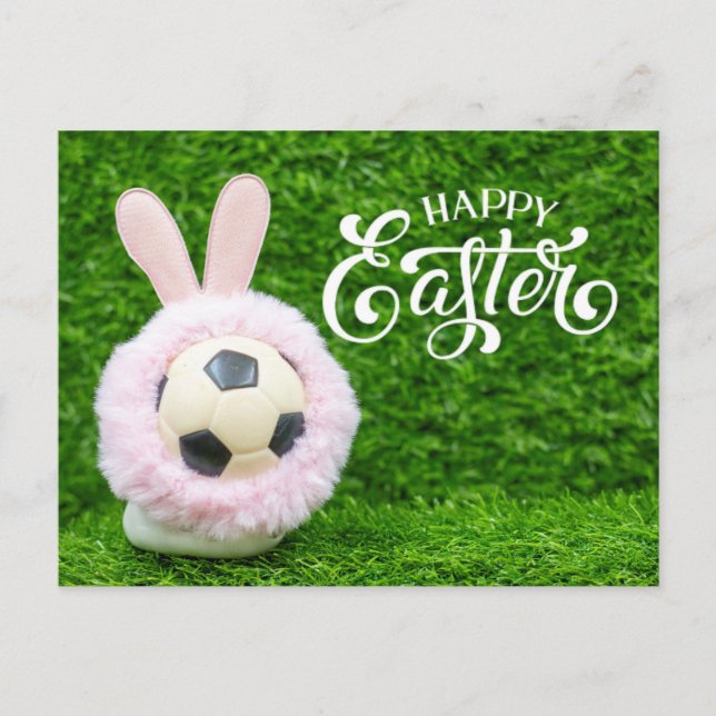 Påsk Helgdag med fotbollens Påskhare Vykort (Framsida)