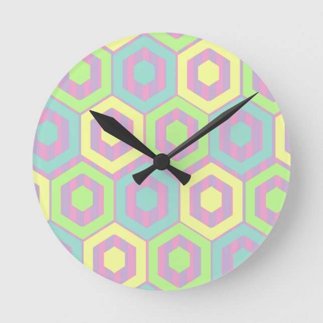 Påsk Hexagons  Rund Klocka (Framsida)