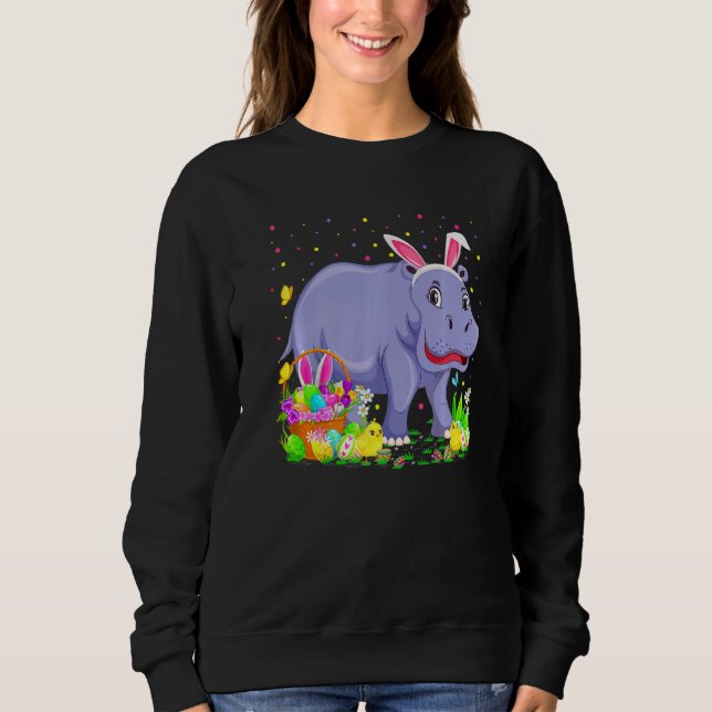 Påsk Hippo Bunny Egg Hunting Hippopotamus Påsk T Shirt (Framsida)