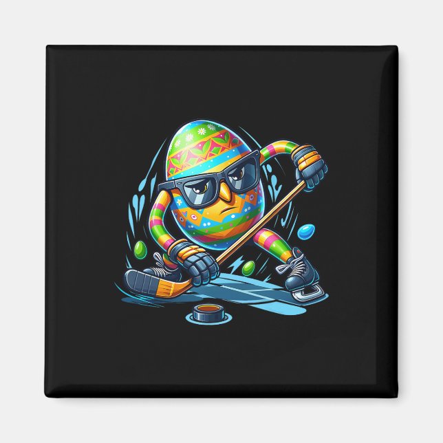 Påsk Hockey Player Eggs Bunny Rabbits Manar Wo Magnet (Framsidan)