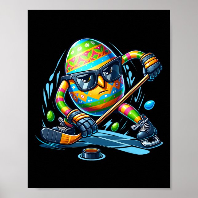 Påsk Hockey Player Eggs Bunny Rabbits Manar Wo Poster (Framsidan)