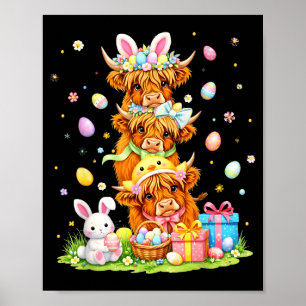 Påsk höglandskor coquette bow kanin ägg påsk poster