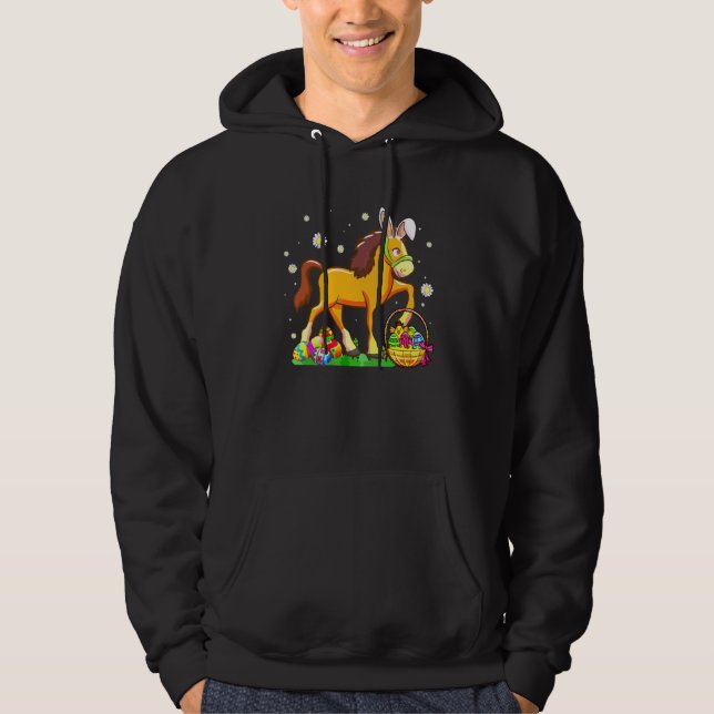 Påsk Horse Bunny Öron Eggs Hunting Basket Girls Hoodie (Framsida)