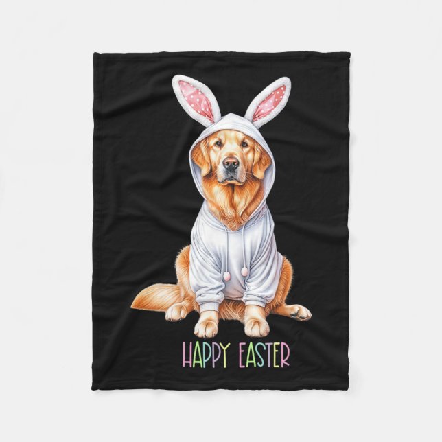 Påsk Hund Bunny Vår Golden Retriever Påsk Eg Fleecefilt (Framsidan)