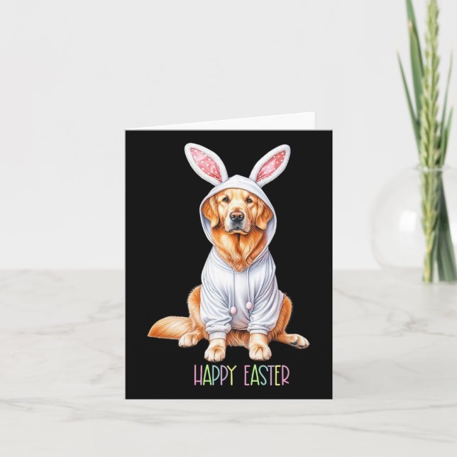 Påsk Hund Bunny Vår Golden Retriever Påsk Eg Kort (Framsida)