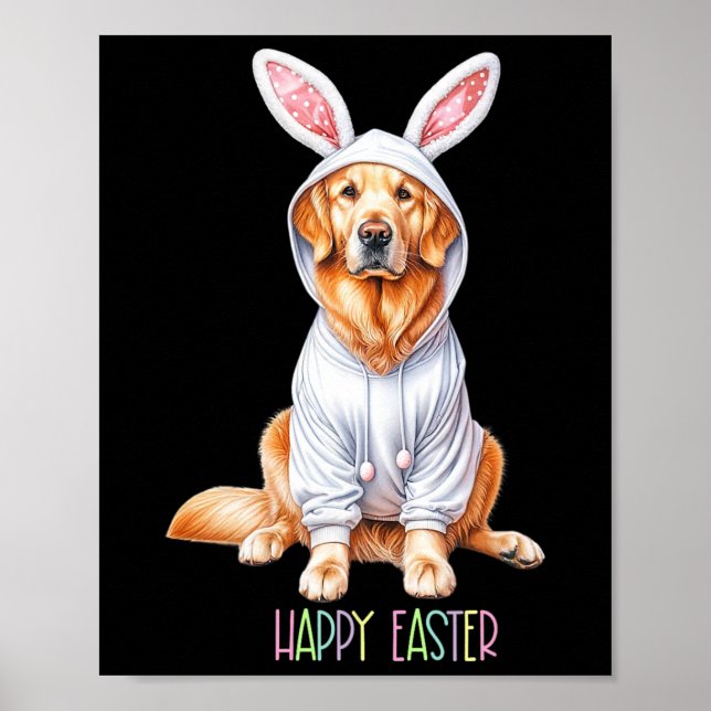 Påsk Hund Bunny Vår Golden Retriever Påsk Eg Poster (Framsidan)