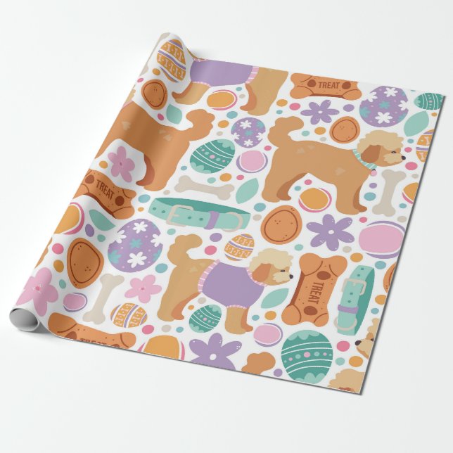 Påsk Hundar och och Treats Mönster Presentpapper (Utrullad)
