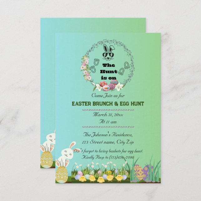 Påsk Hunt är på inbjudan (Fram/baksida)