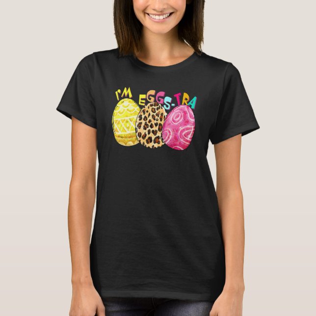 Påsk Im Eggstra Womens Leopard Eggs Graphic 1 T Shirt (Framsida)