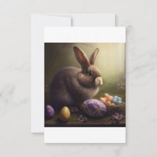 Påsk-inbjudan, äggjakt, brunch, söt bunny inbjudningar