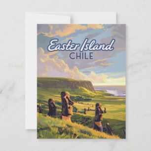Påsk Island Chile Moai Rapa Nui Polynesia Card