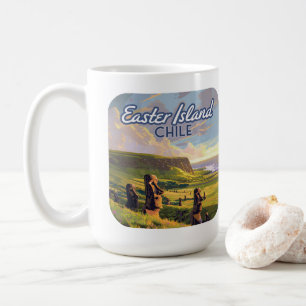 Påsk Island Chile Moai Rapa Nui Polynesia Retro Kaffemugg