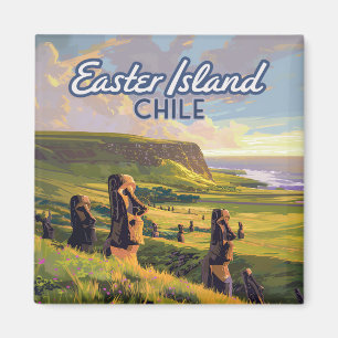 Påsk Island Chile Moai Rapa Nui Polynesia Retro Magnet