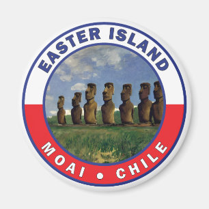 Påsk Island Chile Watercolor Magnet