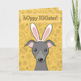 Påsk Italienska Greyhound Grått Hund Cute Bunny ör Helgkort