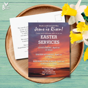 PÅSK Jesus är inkvarterad i Risen CHURCH SERVICES Inbjudan Vykort