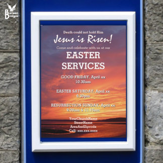 PÅSK Jesus är inkvarterad i Risen CHURCH SERVICES Poster