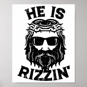 Påsk Jesus Han Är Rizzin Uppstånden Kul Kristna Mä Poster