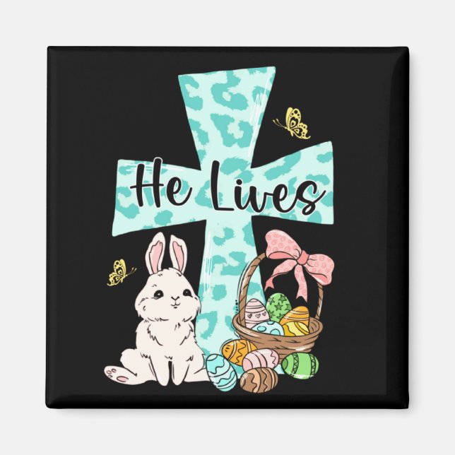 Påsk Jesus Kors Kaninöron Bibelvers Magnet (Framsidan)