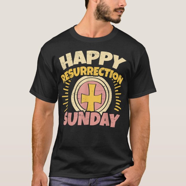 Påsk Jesus Lycklig Reurrection Söndag Egg Rabbit  T Shirt (Framsida)