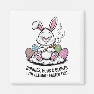 Påsk Joke Humous Bunnies Buds Blunts Trio Magnet