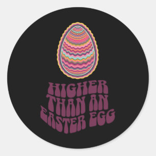 Påsk Joke Retro Psychedelic Egg Hunt Art Funny Runt Klistermärke
