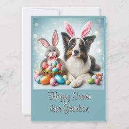 Påsk Kanin Border Collie Glad Påsk Barnbarn Julkort