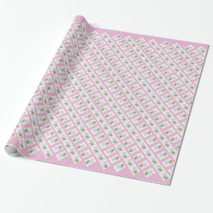 Påsk-kanin med ägg och blommor presentpapper