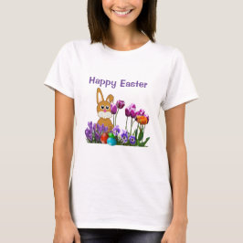 Påsk Kanin med Tulip Flowers Helgdag T-Shirt