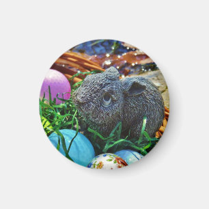 Påsk, kanin och golf boll basket magnet