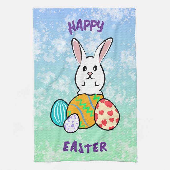 Påsk-kanin på Påskägget Kökshandduk (Vertikal)