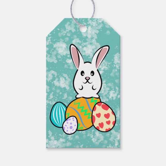Påsk-kanin på Påskägget Presentetikett (Framsidan)