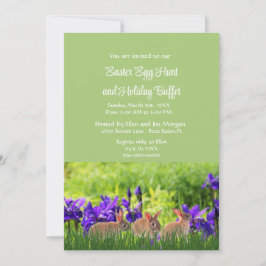 Påsk Kaninens Lila Irises Helgdag Buffet Inbjudningar