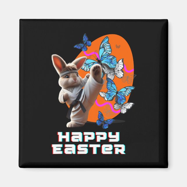Påsk Karate Kanin  Magnet (Framsidan)