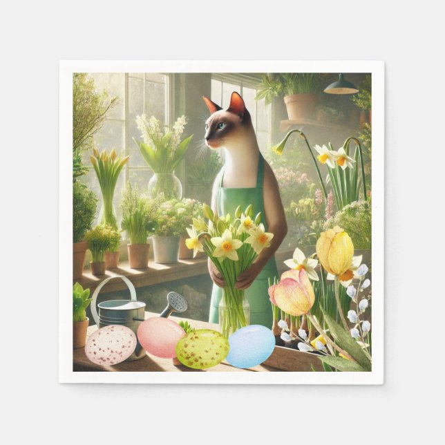 Påsk-katt med äggblöjor pappersservett (Framsidan)