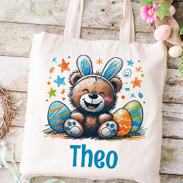 Påsk Kids Namn Boys Bunny Nalle Tygkasse