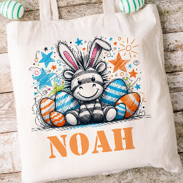 Påsk Kids Namn Boys Bunny Zebra Tygkasse