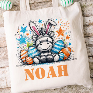 Påsk Kids Namn Boys Bunny Zebra Tygkasse
