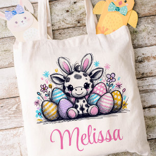 Påsk Kids Namn Girls Bunny Cow Tygkasse