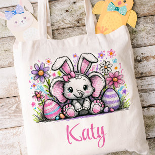 Påsk Kids Namn Girls Bunny Elephant Tygkasse