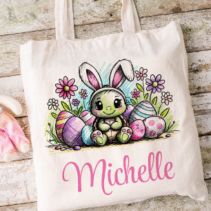 Påsk Kids Namn Girls Bunny Turtle Tygkasse