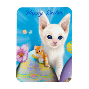 Påsk Kitten Flowers och Eggs Magnet
